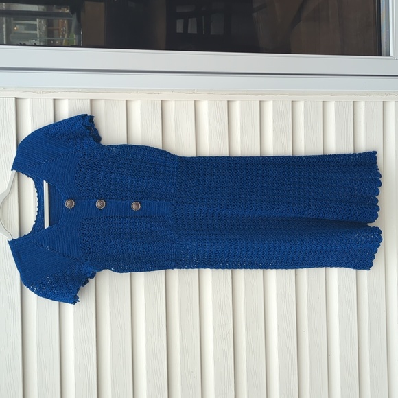Beautiful royal blue crochet dress - Picture 1 of 11